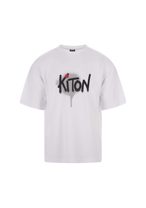 T-Shirt Bianca Con Logo Kiton Stile Graffiti KITON | UMK0365010