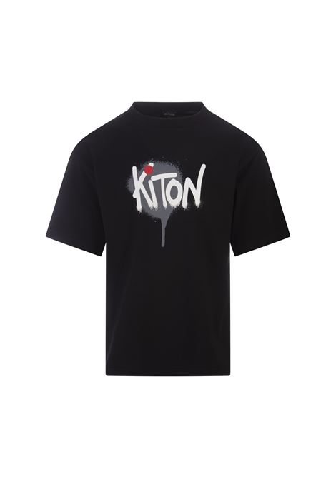 T-Shirt Nera Con Logo Kiton Stile Graffiti KITON | UMK0365020
