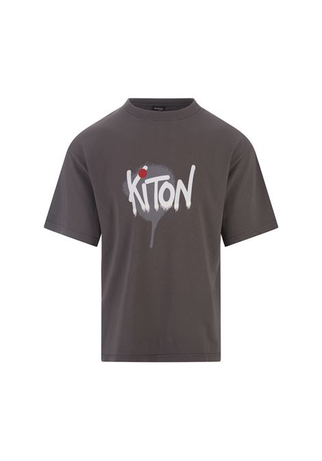 T-Shirt Grigia Con Logo Kiton Stile Graffiti KITON | UMK0365050