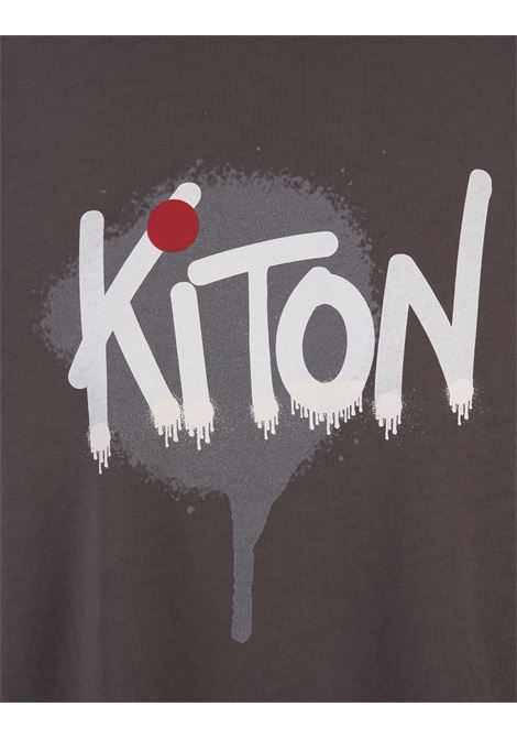 T-Shirt Grigia Con Logo Kiton Stile Graffiti KITON | UMK0365050