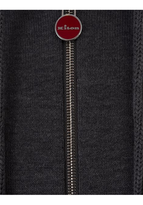 Grey Knitted Zip-Up Hoodie KITON | UMK1050V103