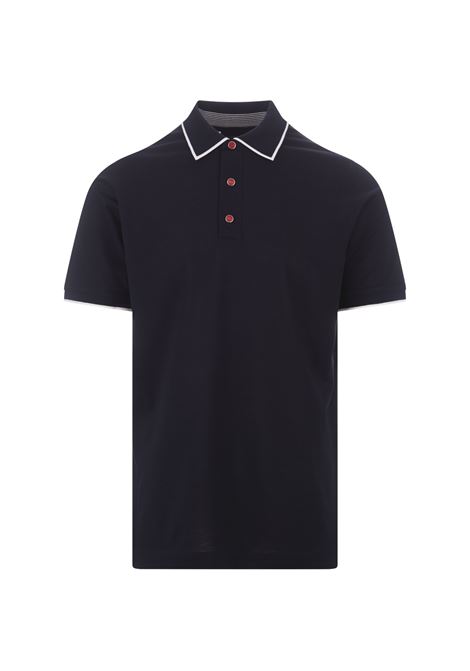 Blue Polo Shirt With Contrasting Details KITON | UMK1369V456