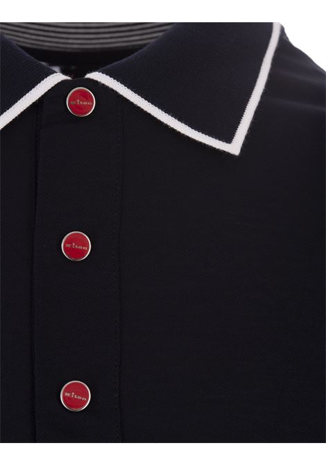 Blue Polo Shirt With Contrasting Details KITON | UMK1369V456