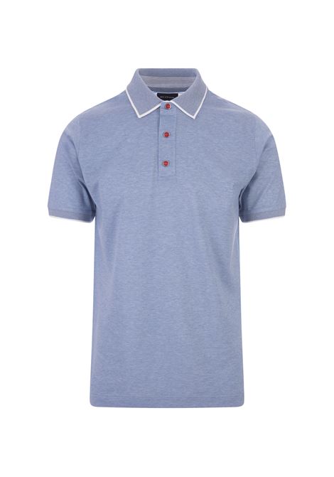 Light Blue Polo Shirt With Contrasting Details KITON | UMK1369V457
