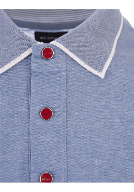 Light Blue Polo Shirt With Contrasting Details KITON | UMK1369V457