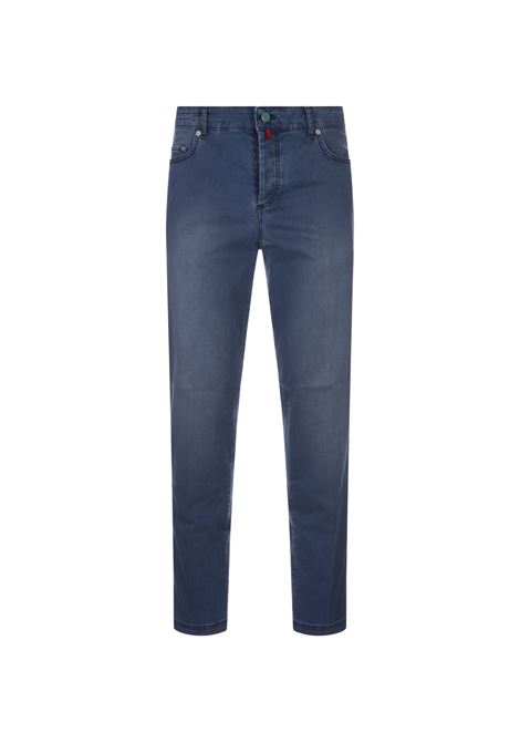Blue Denim Tapered Jeans With Logos KITON | UPNCARK0618D02