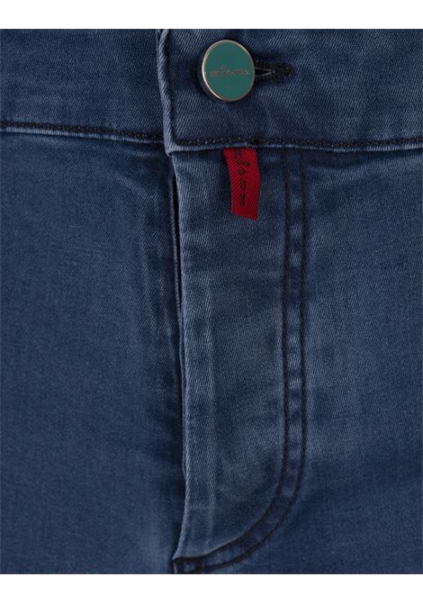 Jeans Affusolati In Denim Blu Con Loghi KITON | UPNCARK0618D02