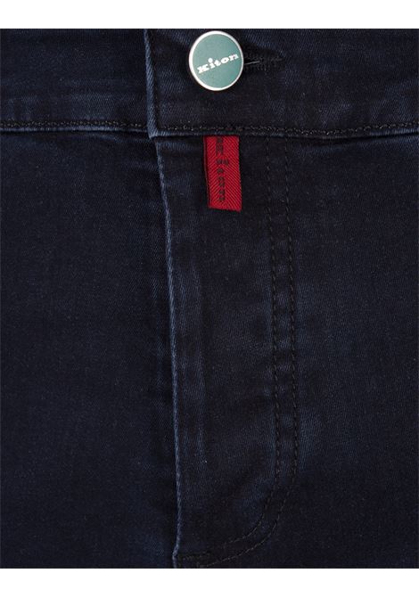 Jeans Affusolati In Denim Blu Scuro Con Loghi KITON | UPNCARK0618D03