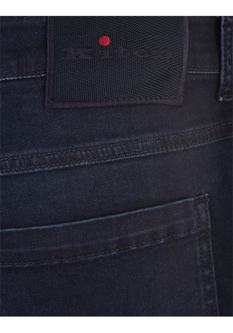 Dark Blue Denim Tapered Jeans With Logos KITON | UPNCARK0618D03