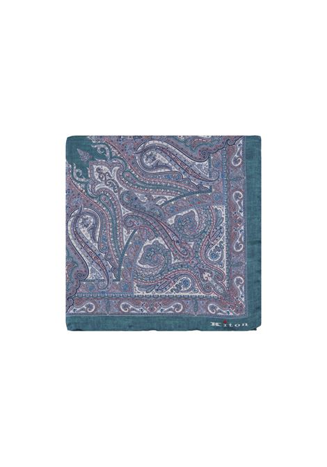 Teal Pocket Handkerchief With Fantasy Pattern KITON | UPOCHCK0738D29