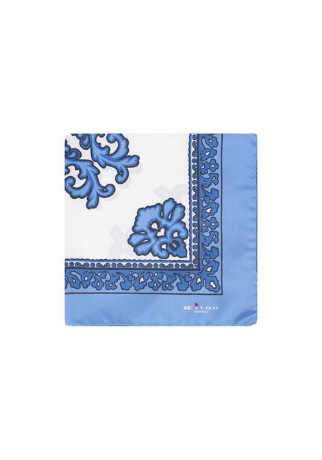 Light Blue and White Pocket Handkerchief With Pattern KITON | UPOCHCK0740D21