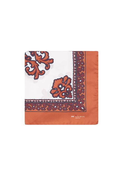 Orange and White Pocket Handkerchief With Pattern KITON | UPOCHCK0740D25