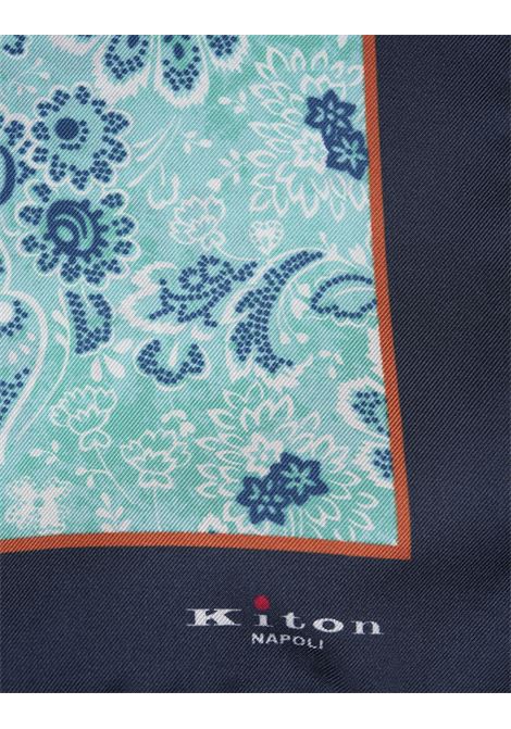 Turquoise Pocket Handkerchief With Cashmere Fantasy KITON | UPOCHCK0740D32