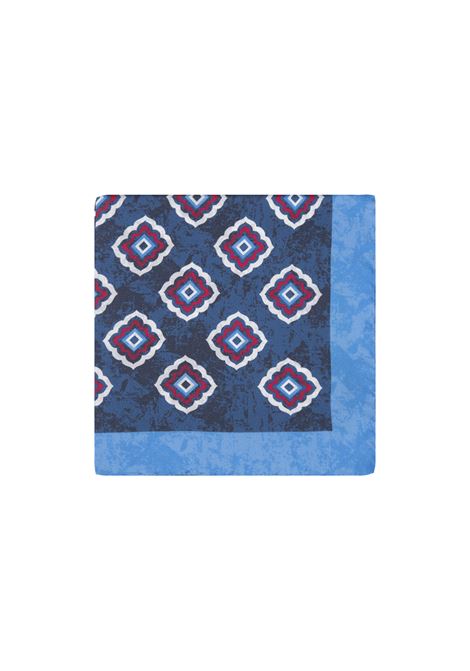 Teal Pocket Handkerchief With Geometric Pattern KITON | UPOCHCK0740D41