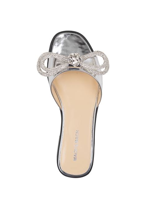 Double Bow Flat Sandals In Silver Mirrored Leather MACH & MACH | R24-S0440-SPESLV