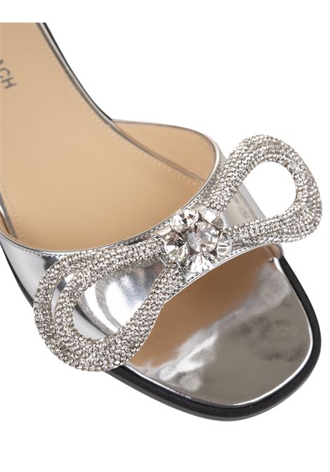 Double Bow Flat Sandals In Silver Mirrored Leather MACH & MACH | R24-S0440-SPESLV