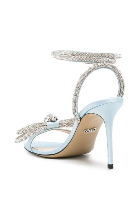 Double Bow 95 mm Sandals In Light Blue Satin With Crystals MACH & MACH | R24-S0445-CRP952