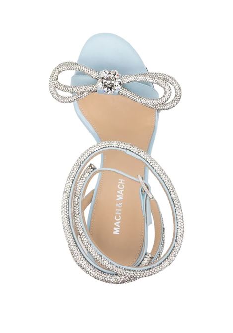 Double Bow 95 mm Sandals In Light Blue Satin With Crystals MACH & MACH | R24-S0445-CRP952