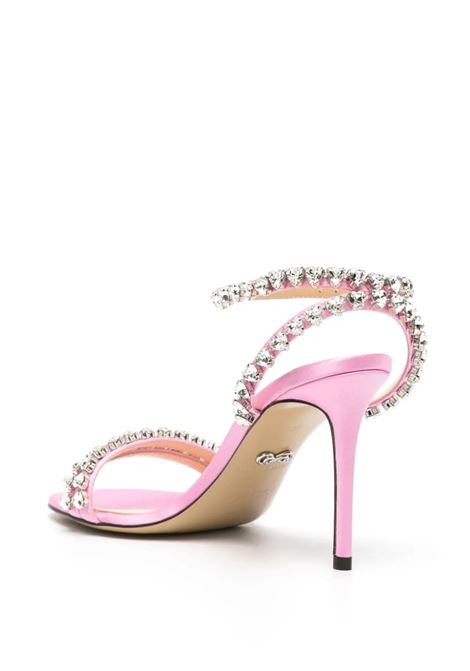 95 mm Sandals In Pink Satin With Crystals MACH & MACH | R24-S0470-CRP922