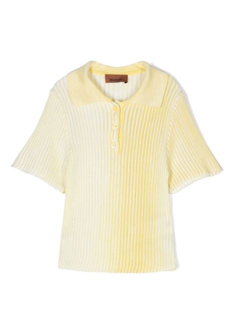Yellow Ribbed Knitted Polo Shirt MISSONI KIDS | MU9A11-X0134202