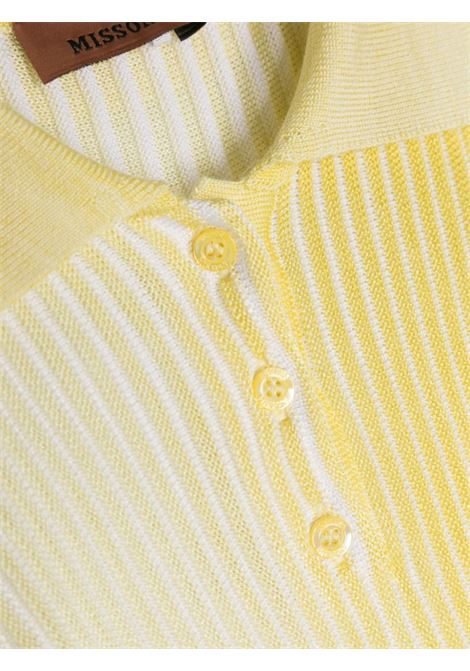 Yellow Ribbed Knitted Polo Shirt MISSONI KIDS | MU9A11-X0134202