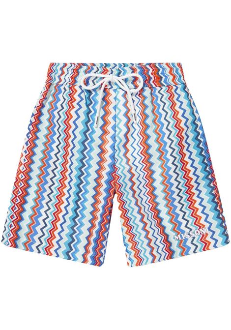 Swim Shorts Con Motivo Chevron Verticale Multicolore MISSONI KIDS | MUCP59-Z1954998