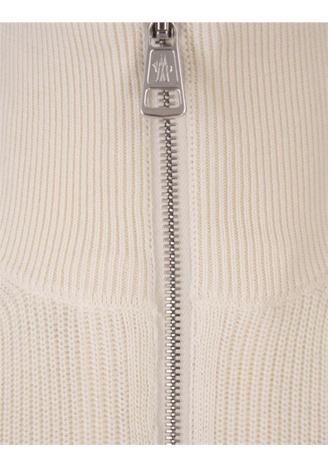 White Cotton and Cashmere Zip-Up Sweater MONCLER | 9F000-01 M1611034
