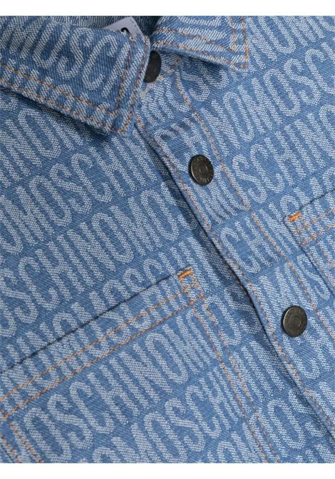 Camicia In Denim Blu Con Logo All-Over MOSCHINO KIDS | HUC014L0E2786198