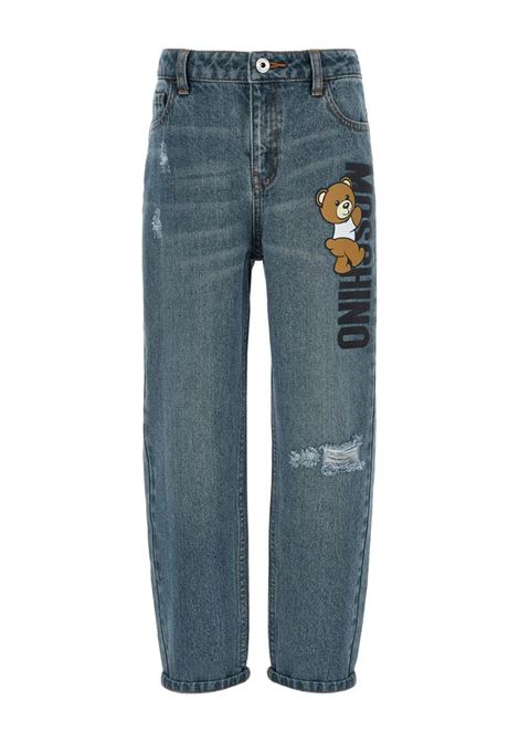 Blue Jeans With Moschino Teddy Bear Logo MOSCHINO KIDS | HUP07FL0E2040302