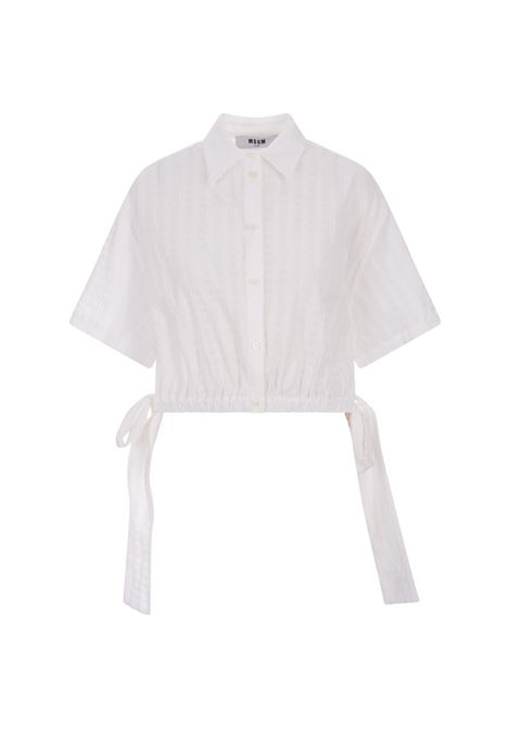 White Seersucker Crop Shirt MSGM | 3641MDE09-24711801