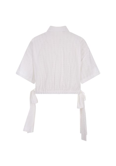 Camicia Crop In Seersucker Bianco MSGM | 3641MDE09-24711801
