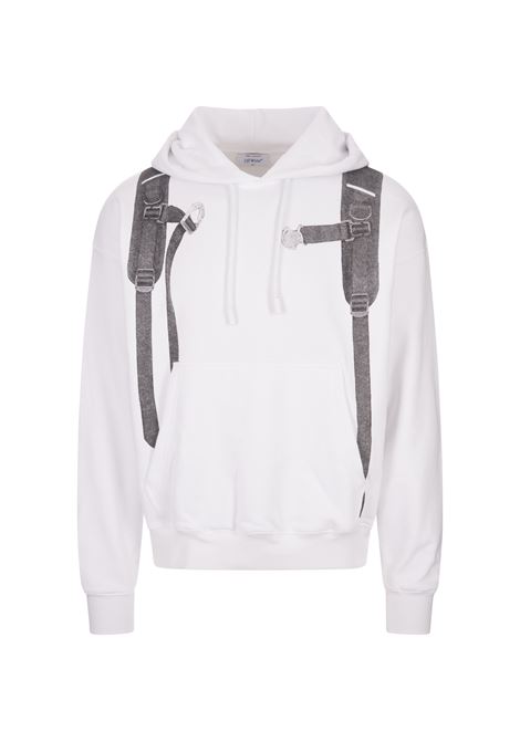 White Hoodie With Backpack Print OFF-WHITE | OMBB085F23FLE0310110