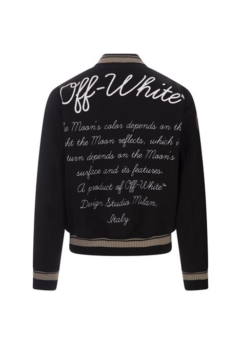 Black Bomber Jacket With Monogram Logo and Back Print OFF-WHITE | OMEH053F23FAB0021001