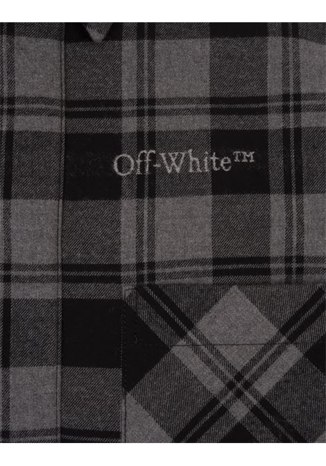 Camicia In Cotone Check Nera e Grigia Con Logo OFF-WHITE | OMES003F23FAB0010800