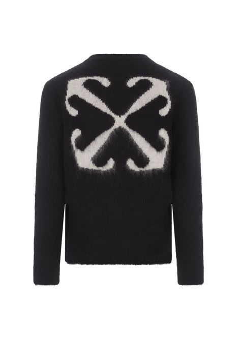 Black Mohair Blend Pullover With Arrows Motif OFF-WHITE | OMHE170F23KNI0011061
