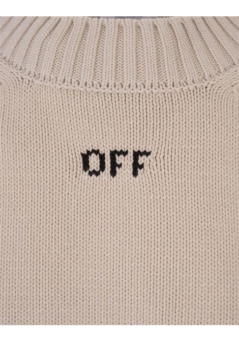 Beige Sweater With Diag Arrows Motif OFF-WHITE | OMHE172F23KNI0016110