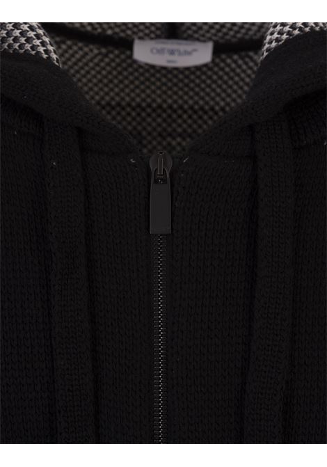 Moon Vars Knitted Zip-Up Hoodie In Black OFF-WHITE | OMHU013F23KNI0021010
