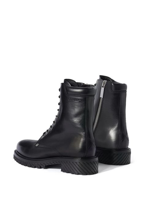 Diag-Sole Combat Boots In Black Leather OFF-WHITE | OMID025F23LEA0011010