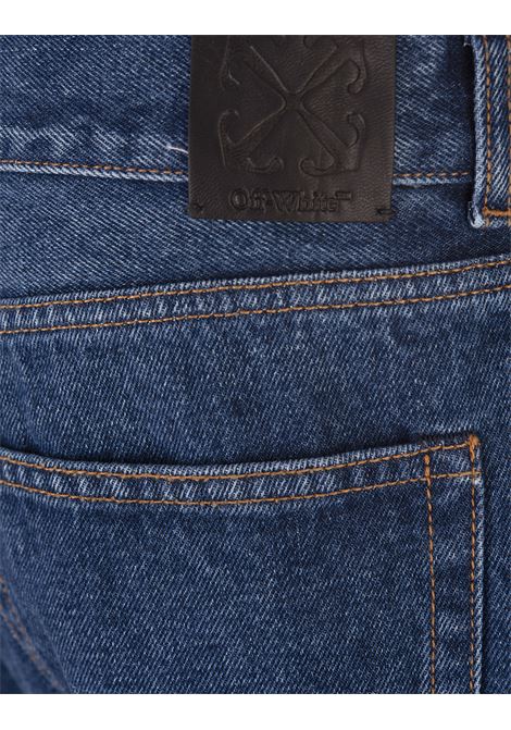 Jeans Loose-Fit Blu Con Zip OFF-WHITE | OMYA177F23DEN0024400