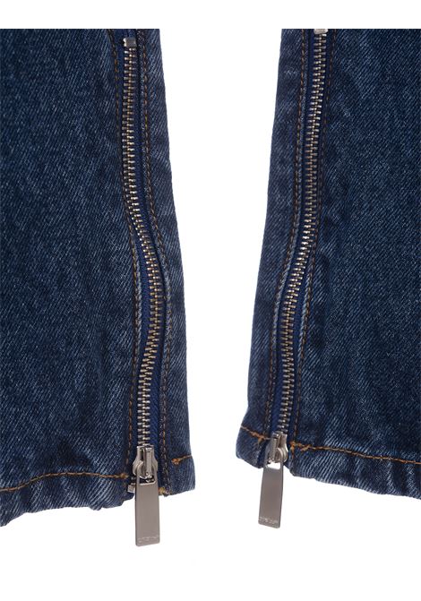 Jeans Loose-Fit Blu Con Zip OFF-WHITE | OMYA177F23DEN0024400