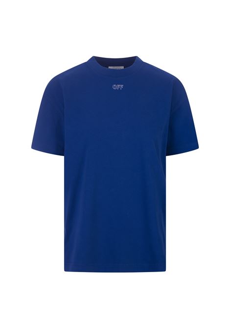 T-Shirt Blu Cobalto Con Ricamo Motivo Arrows OFF-WHITE | OWAA089F23JER0124501