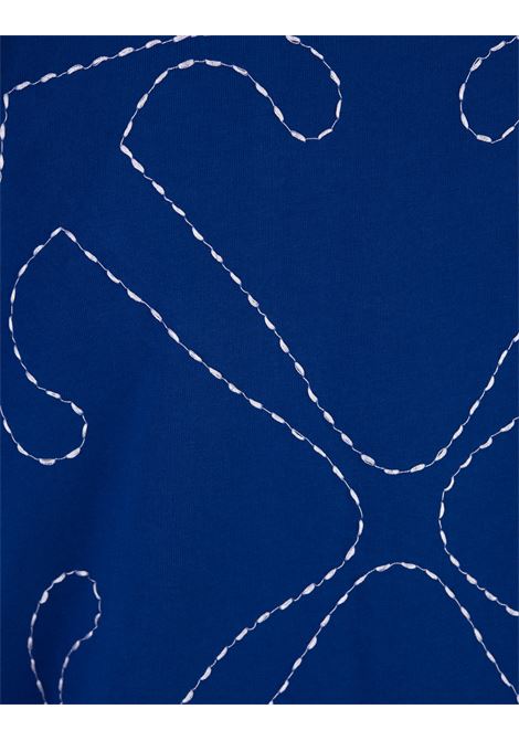 T-Shirt Blu Cobalto Con Ricamo Motivo Arrows OFF-WHITE | OWAA089F23JER0124501