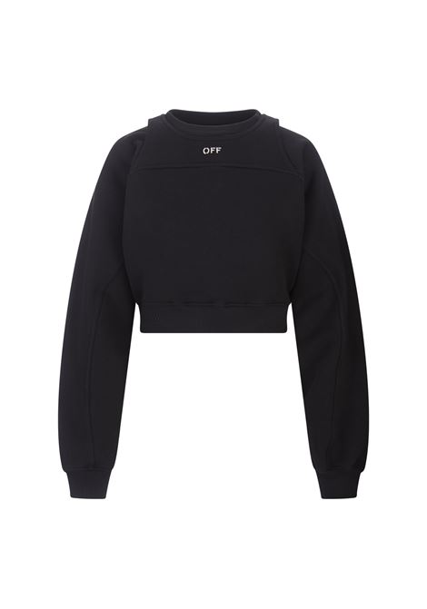 Black Crop Sweatshirt With Bolero Insert OFF-WHITE | OWBA071F23JER0011001