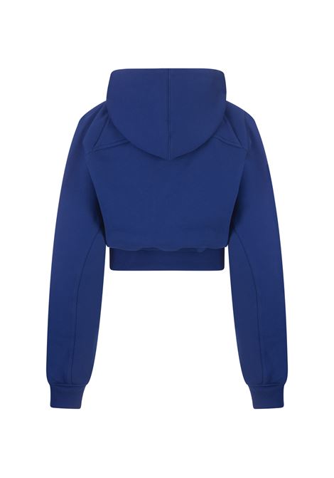Cobalt Blue Off-Stamp Cropped Hoodie OFF-WHITE | OWBB054F23JER0014501