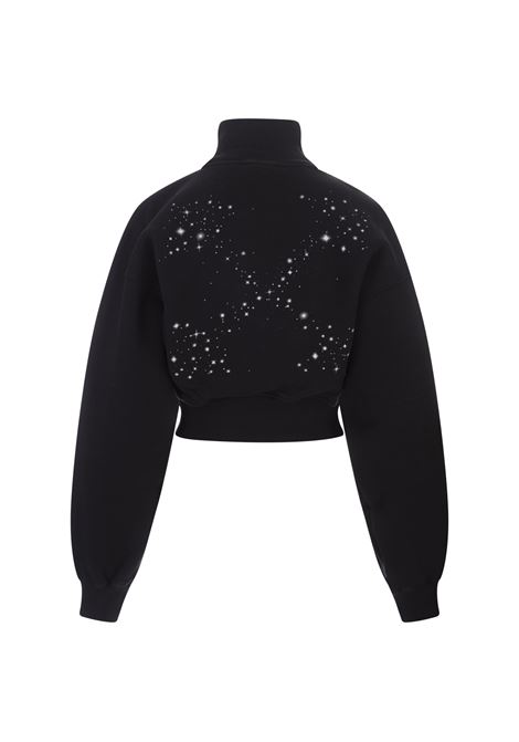Black Zip-Up Sweatshirt With Stars Arrows Motif OFF-WHITE | OWBE008F23JER0011001