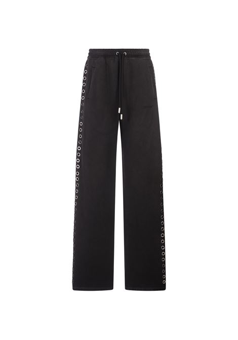 Black Sports Trousers With Decorative Eyelets OFF-WHITE | OWCH023F23JER0011000