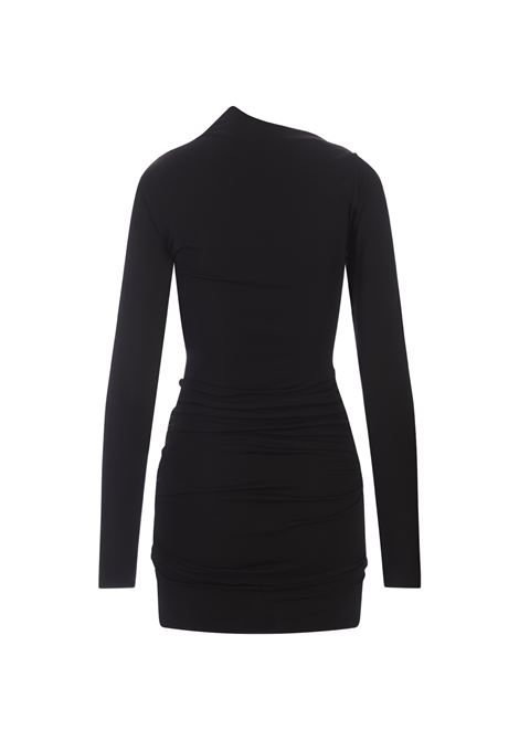 Black Asymmetrical Mini Dress With Logo OFF-WHITE | OWDB486F23JER0011001