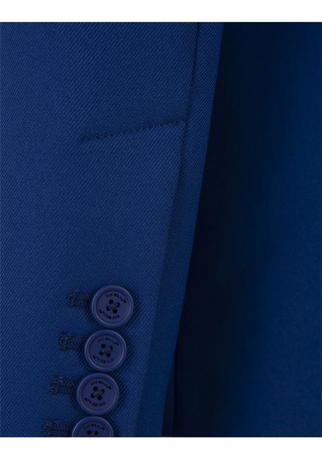 Blue Technical Drill Single-Breasted Blazer OFF-WHITE | OWEF115F23FAB0014501