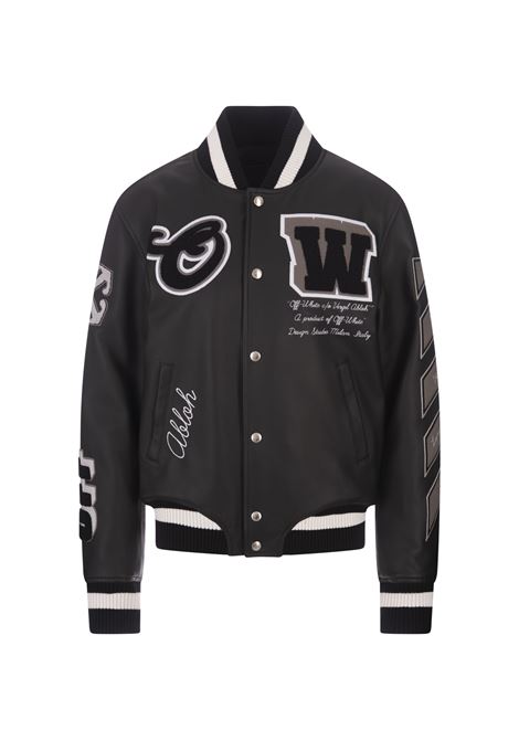 Black Varsity Moon Bomber Jacket OFF-WHITE | OWJA076F23LEA0021010