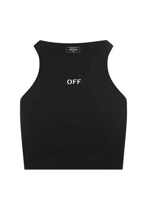 Black Sleeveless Crop Top With Logo OFF-WHITE | OWVO083F23JER0011001